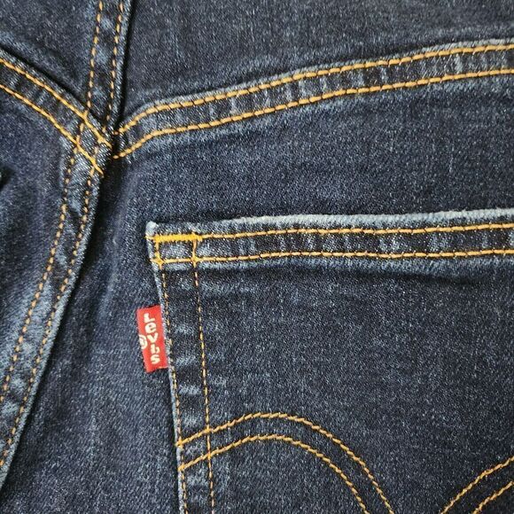 Levis Jeans Womens 31 Blue Ribcage Straight Ankle Button Fly Distress High-Rise - Picture 7 of 12